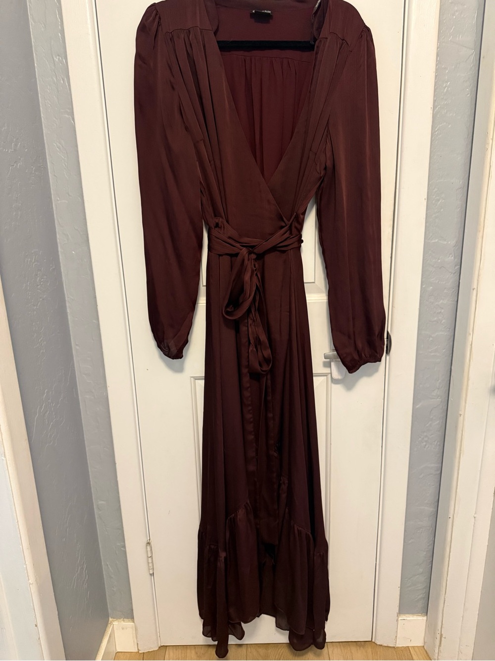 City Chic Wrap Maxi Dress in Wine
